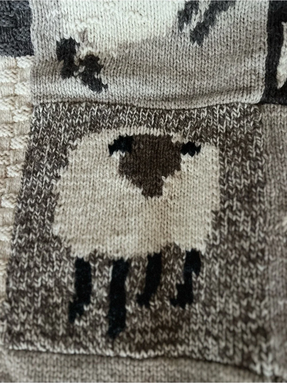 Handmade Sheep & Border Collie Wool Blanket/ Afghan Fleece Lined Peruvian Wool